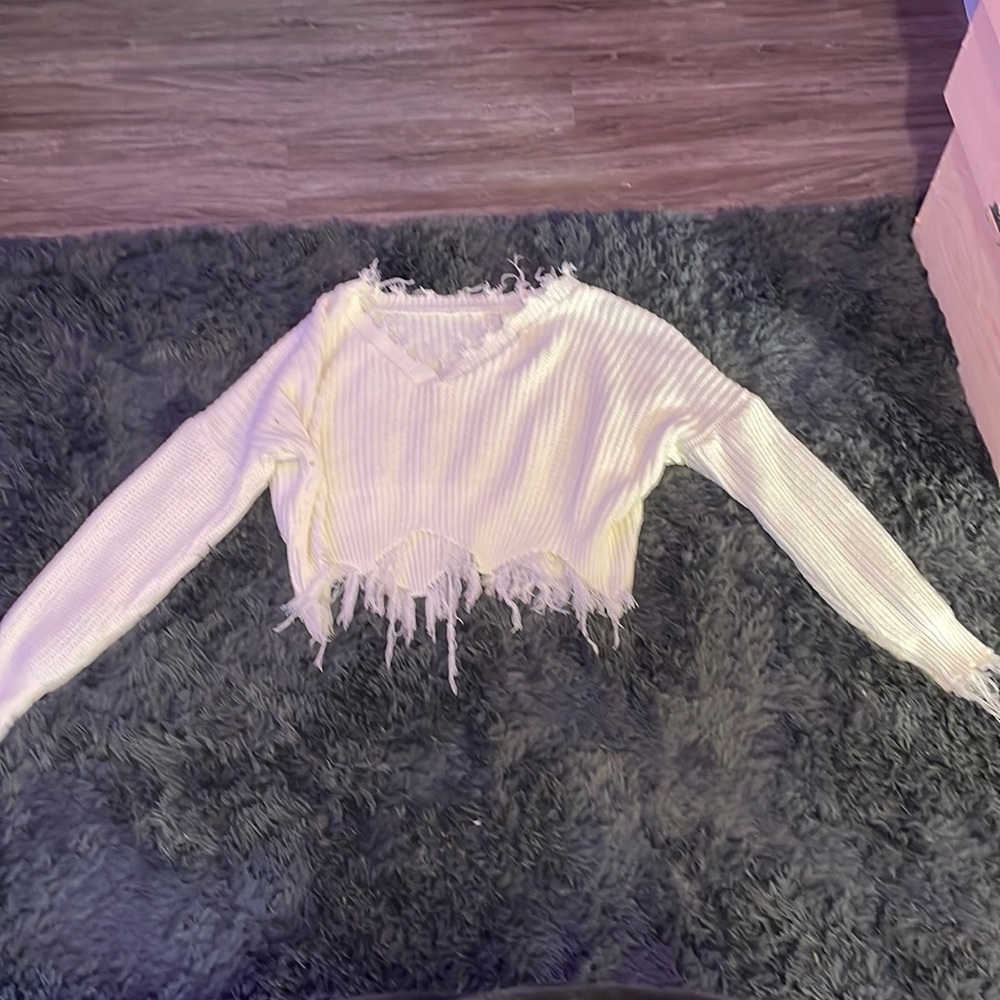 White cropped sweater